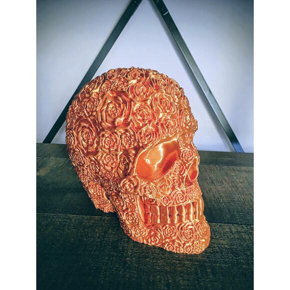 Blooming Skull Sunset Ombre Rose Floral Skull 3d Figure - Picture 4 of 5
